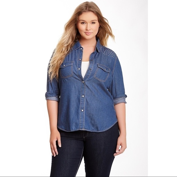 Seven7 Studded Luxe Western Snap Button Shirt M - Picture 9 of 10